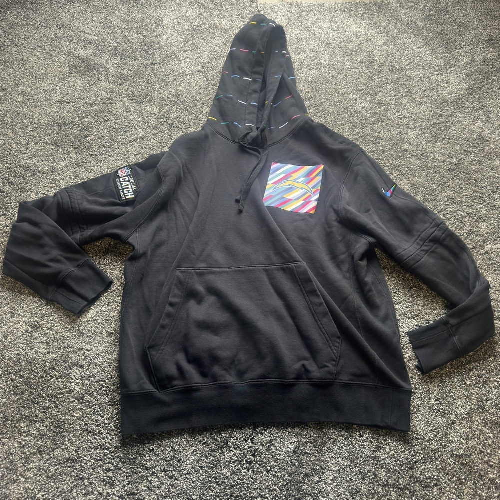 Nike Hoodie Mens L Black Pullover Hooded Pockets Heavyweight Football Logo